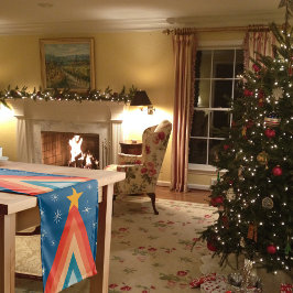 Caminho De Mesa Médio Árvore de Natal Minimalista Vermelho e Azul