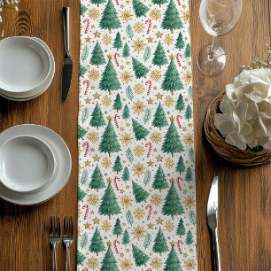 Caminho De Mesa Médio Árvores de Natal Elegantes Vermelhas Verdes Dourad