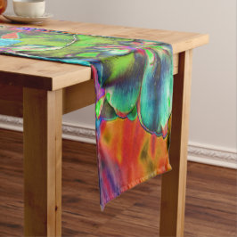 Caminho De Mesa Médio Azul-Abstrato e Flor Verde limão florescente