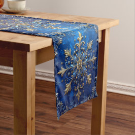 Caminho De Mesa Médio Blue Decorative Holiday Table Runner