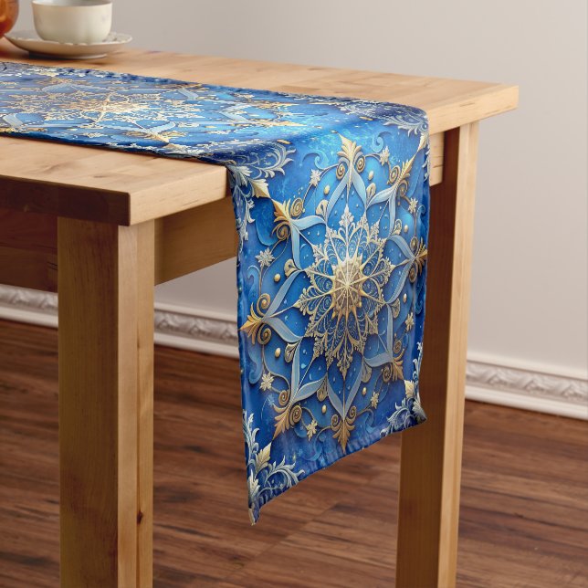 Caminho De Mesa Médio Blue Decorative Holiday Table Runner (No Local)