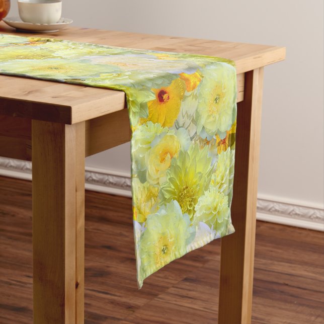 Caminho De Mesa Médio Botânico Floral Amarelo Alegre (No Local)