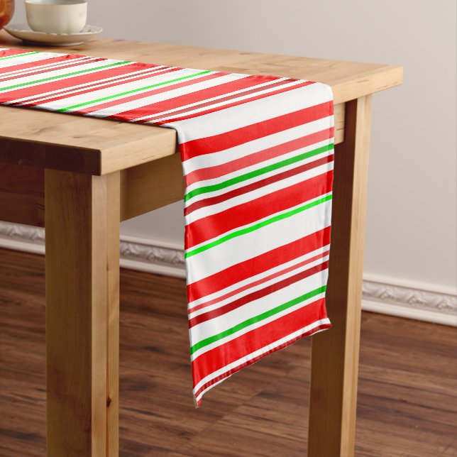 Caminho De Mesa Médio Candy Cane Strips Natal Vermelho Verde (No Local)