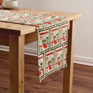 Caminho De Mesa Médio Cartão postal de boneca de Natal vintage