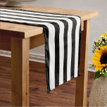 Caminho De Mesa Médio Casamento Minimalista de Black & White Stripe<br><div class="desc">Coordene seu casamento perfeitamente com corredores de mesa. Esta design de faixa branca e preta é moderna,  mas eterno. Veja o resto da loja do EmmyINK para saber mais sobre decoração de casamento,  papel de carta e muito mais!</div>