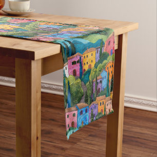 Caminho De Mesa Médio Casas coloridas da toscana