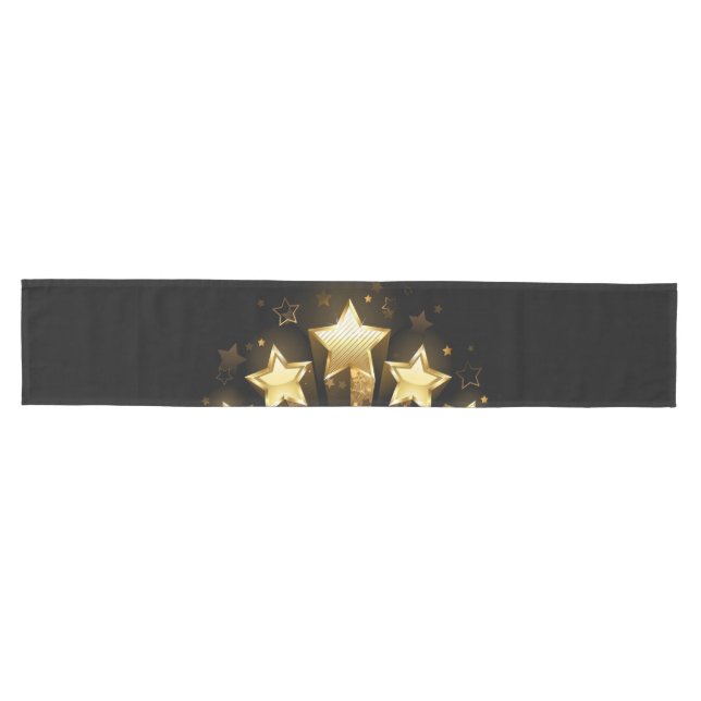 Caminho De Mesa Médio Cinco estrelas douradas a preto (Horizontal)