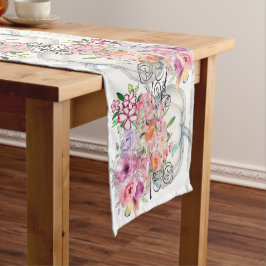 Caminho De Mesa Médio Cores de queda Pumpkin Branco Aquarela Floral outo