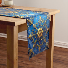 Caminho De Mesa Médio Corredor de Mesa Azul Decorativo de Feriado