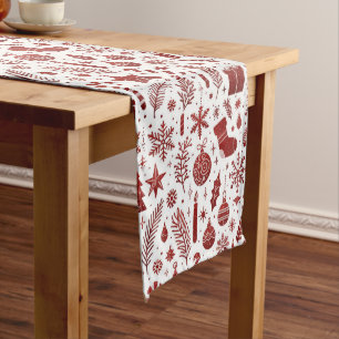 Caminho De Mesa Médio Corredor de Mesa de Natal Branco Vermelho