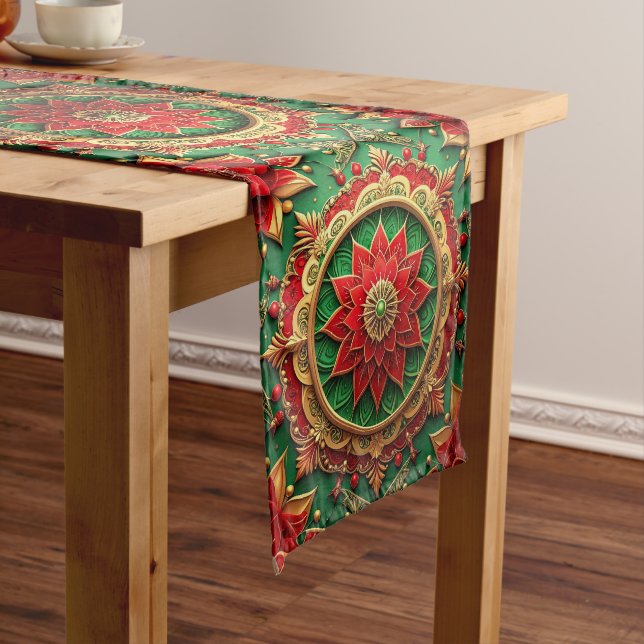 Caminho De Mesa Médio Corredor de Mesa Decorativo de Festa Vermelho Verd (No Local)