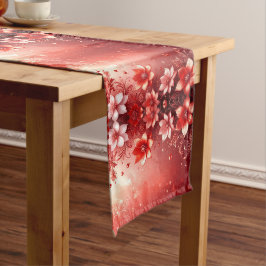 Caminho De Mesa Médio Corredor de Mesa Floral Vermelho Festivo