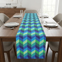 Caminho De Mesa Médio Corredor de Mesa Médio Ombre Chevron Azul Verde
