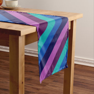 Caminho De Mesa Médio Corrente de Mesa Média com Stripes de Teal Roxo Az