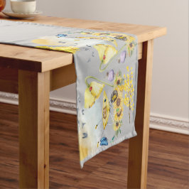 Caminho De Mesa Médio Cozinha d'água Cottagecore Amarelo na cinza |