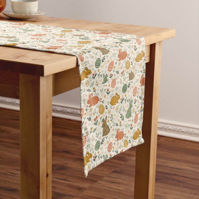 Caminho De Mesa Médio Cute Hand Drawn Spring Bunnies Table Runner (No Local)