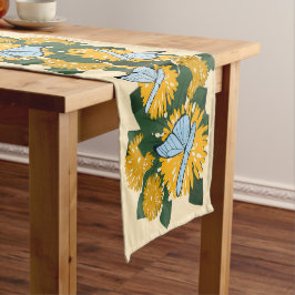 Caminho De Mesa Médio Dandelion Borboletas Amarelas Estilizadas Modernas