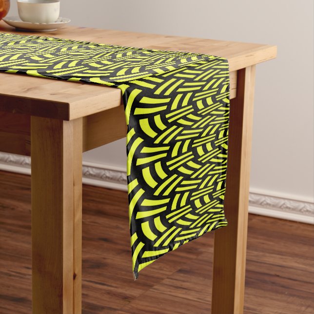 Caminho De Mesa Médio Deco de Arte Amarela e Preta (No Local)