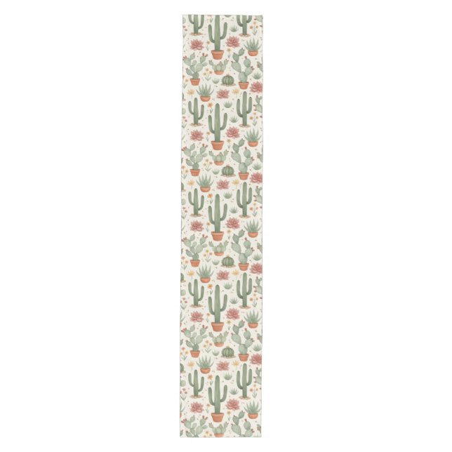 Caminho De Mesa Médio Desert Cacti Succulent Seamless Pattern (Frente)