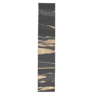 Caminho De Mesa Médio Dourada pintura de Abstrato de mármore preto
