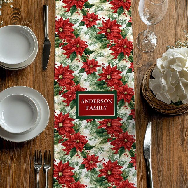 Caminho De Mesa Médio Elegant Christmas Table Runner Red Green Accent (Elegant Christmas Table Runner Red Green Accent)