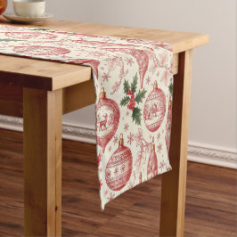 Caminho De Mesa Médio Enfeites de Natal em Toile Vermelho Chinoiserie