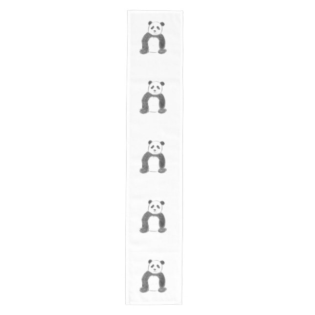 Caminho De Mesa Médio Esboço preto e branco do panda (Frente)