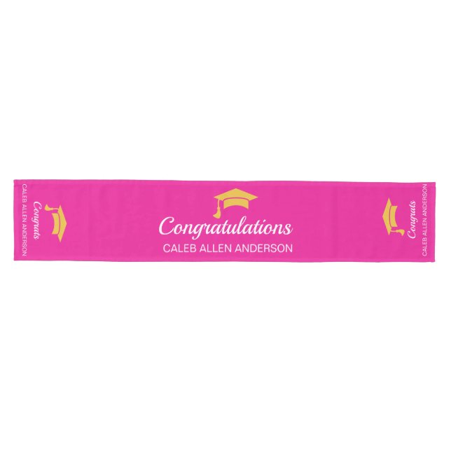 Caminho De Mesa Médio Executador de Boné de formatura Rosa (Horizontal)