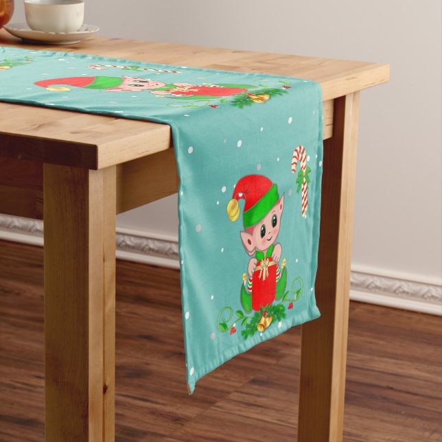 Caminho De Mesa Médio Fada de Natal Fofo em Azul Turquesa (No Local)