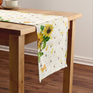 Caminho De Mesa Médio Favo de Mel Dourado de Girassol Colmeia de Abelhas