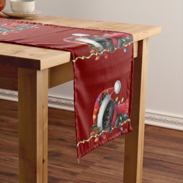Caminho De Mesa Médio Feriado de Mesa de Natal Negro (No Local)