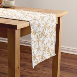 Caminho De Mesa Médio Feriado Dourado do Padrão do Floco de Neve