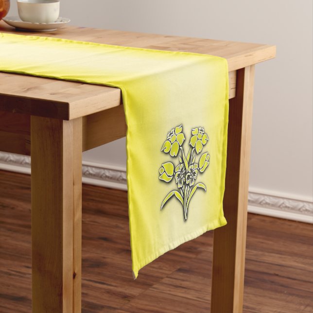 Caminho De Mesa Médio Flor Amarela Narciso (No Local)