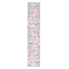 Caminho De Mesa Médio Flor de Cerejeira Rosa Cinza