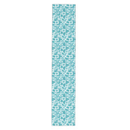 Caminho De Mesa Médio Floral Aqua Moderna
