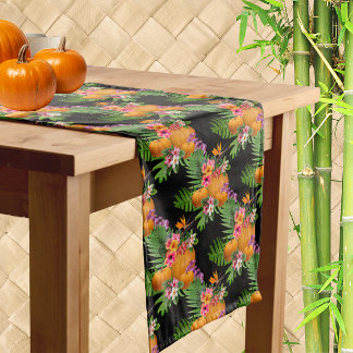 Caminho De Mesa Médio Flores Tropicais Abóboras Dia de Ação de Graças