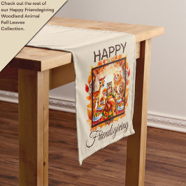 Caminho De Mesa Médio Folhas de outono de Animais Florestais de Amizade