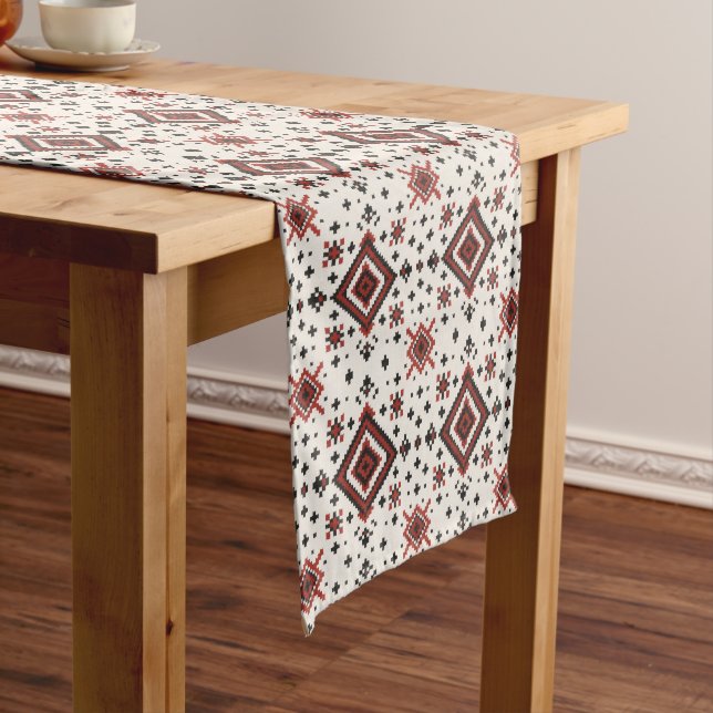 Caminho De Mesa Médio Folk Diamond Cross Stitch Seamless Pattern (No Local)