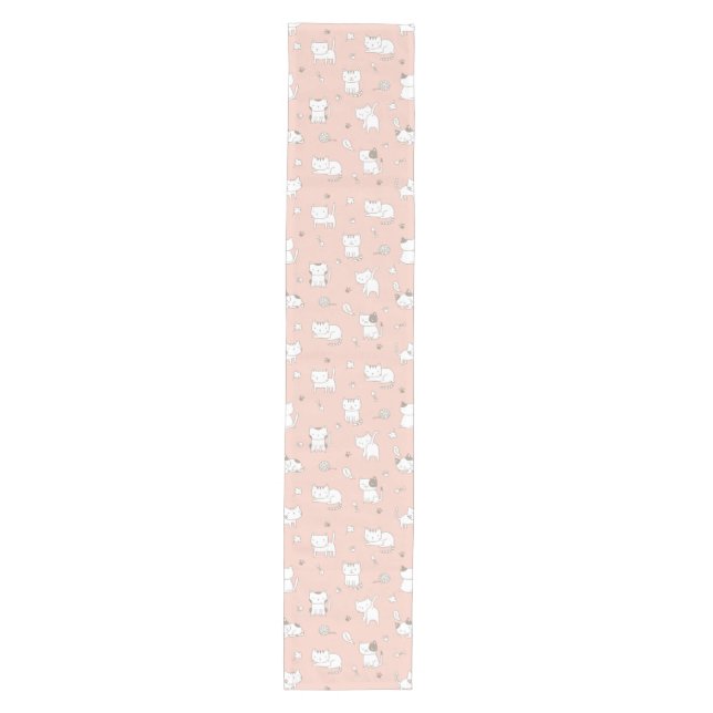 Caminho De Mesa Médio Gatos de rabisco Whimsical - Rosa (Frente)