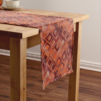 Caminho De Mesa Médio Geométrico Vermelho e Laranja