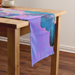 Caminho De Mesa Médio Hortênsia Limelight Azul Escuro e Magenta Elegante