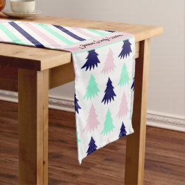 Caminho De Mesa Médio Impressão de Natal Rosa Pastel e Verde