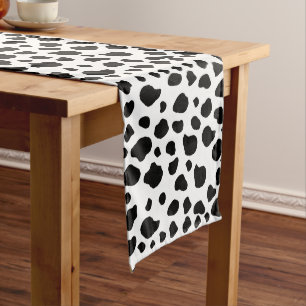 Caminho De Mesa Médio Impressão, Padrão De Vaca, Pontos De Vaca, Preto E