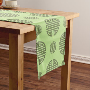 Caminho De Mesa Médio Jade Verde Caractere Chinês Shou Longevidade