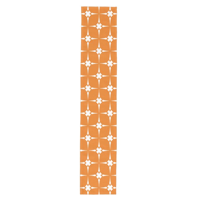 Caminho De Mesa Médio Laranja e Branco Estampado (Frente)