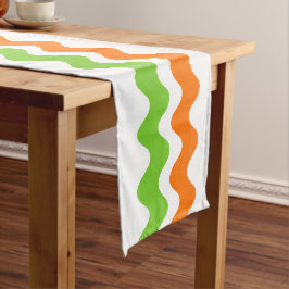 Caminho De Mesa Médio Listra Groovy Ric Rac - Laranja & Verde Lima
