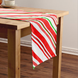 Caminho De Mesa Médio Listras de Bengala de Natal Vermelho Branco Verde