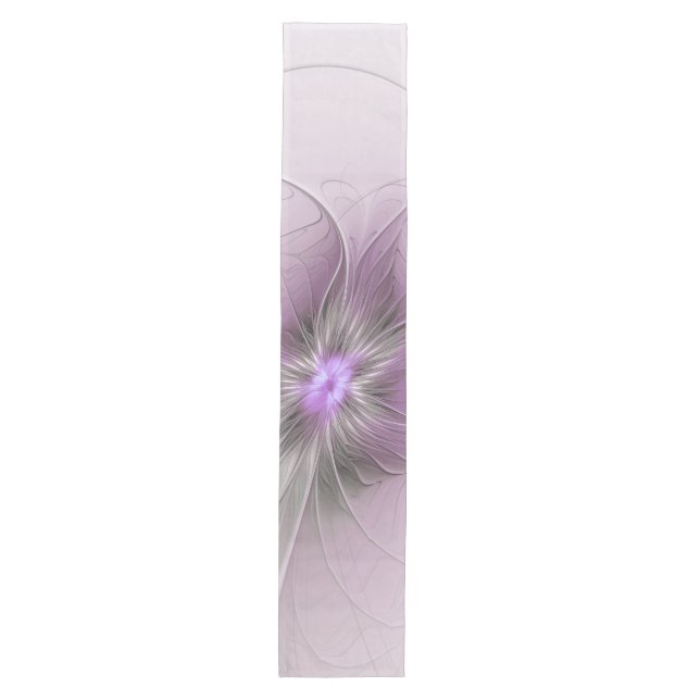 Caminho De Mesa Médio Little Beauty Modern Mauve Gray Fractal Art Flower (Frente)
