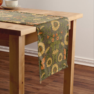 Caminho De Mesa Médio Margaridas Art Nouveau em azul e amarelo
