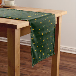 Caminho De Mesa Médio Natal Verde Amarelo Listra Estrela 